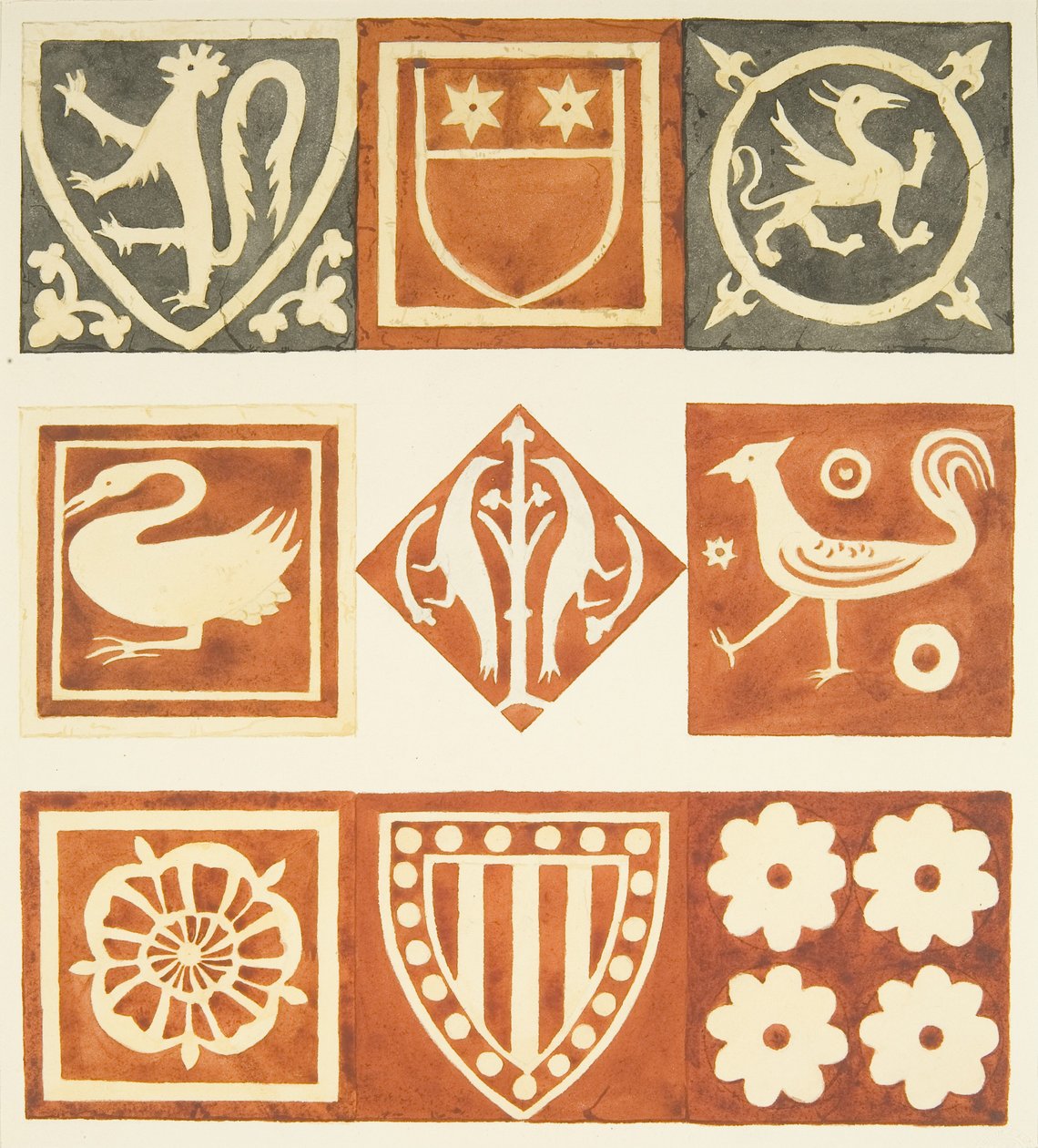 Tegels in de vestry kamer en verschillende delen van de vloer van de kathedraal van Bristol door Joseph Manning