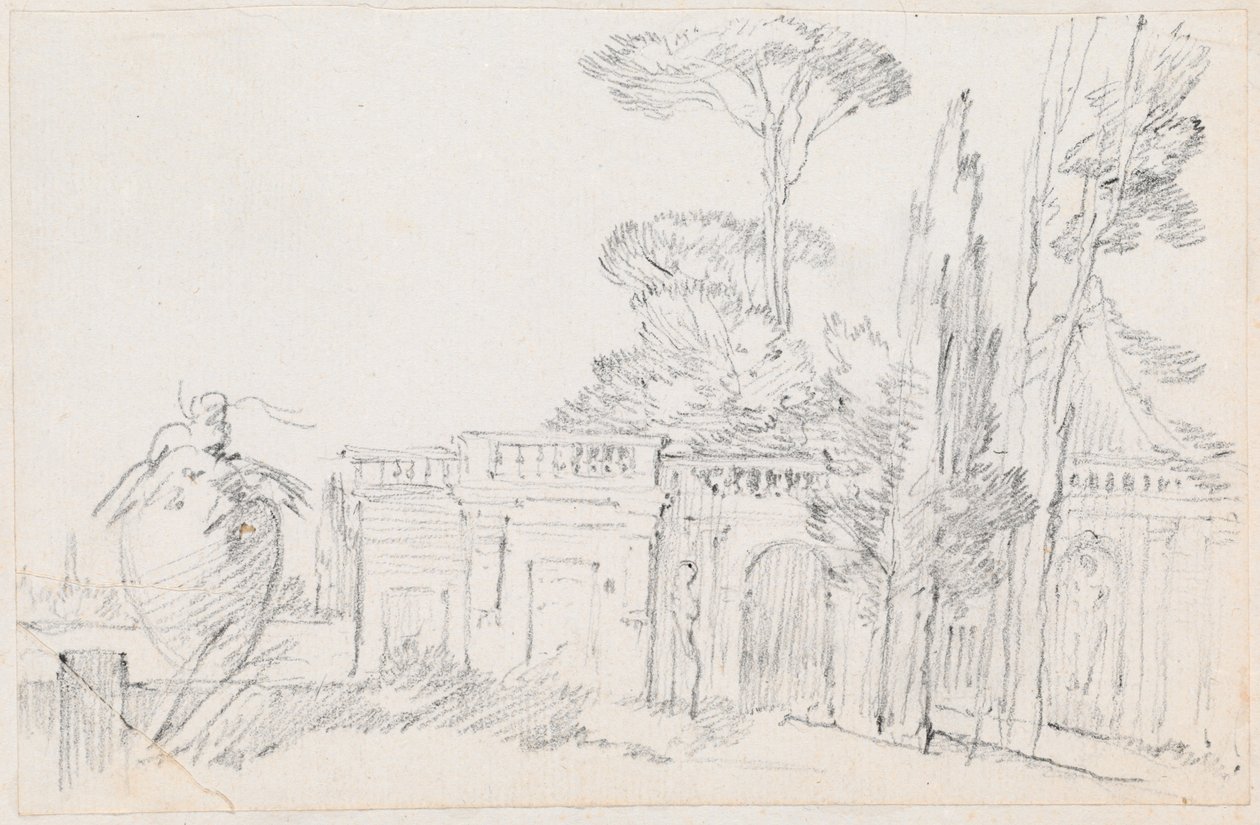 Tuinen van een Italiaanse Villa door Joseph Marie Vien