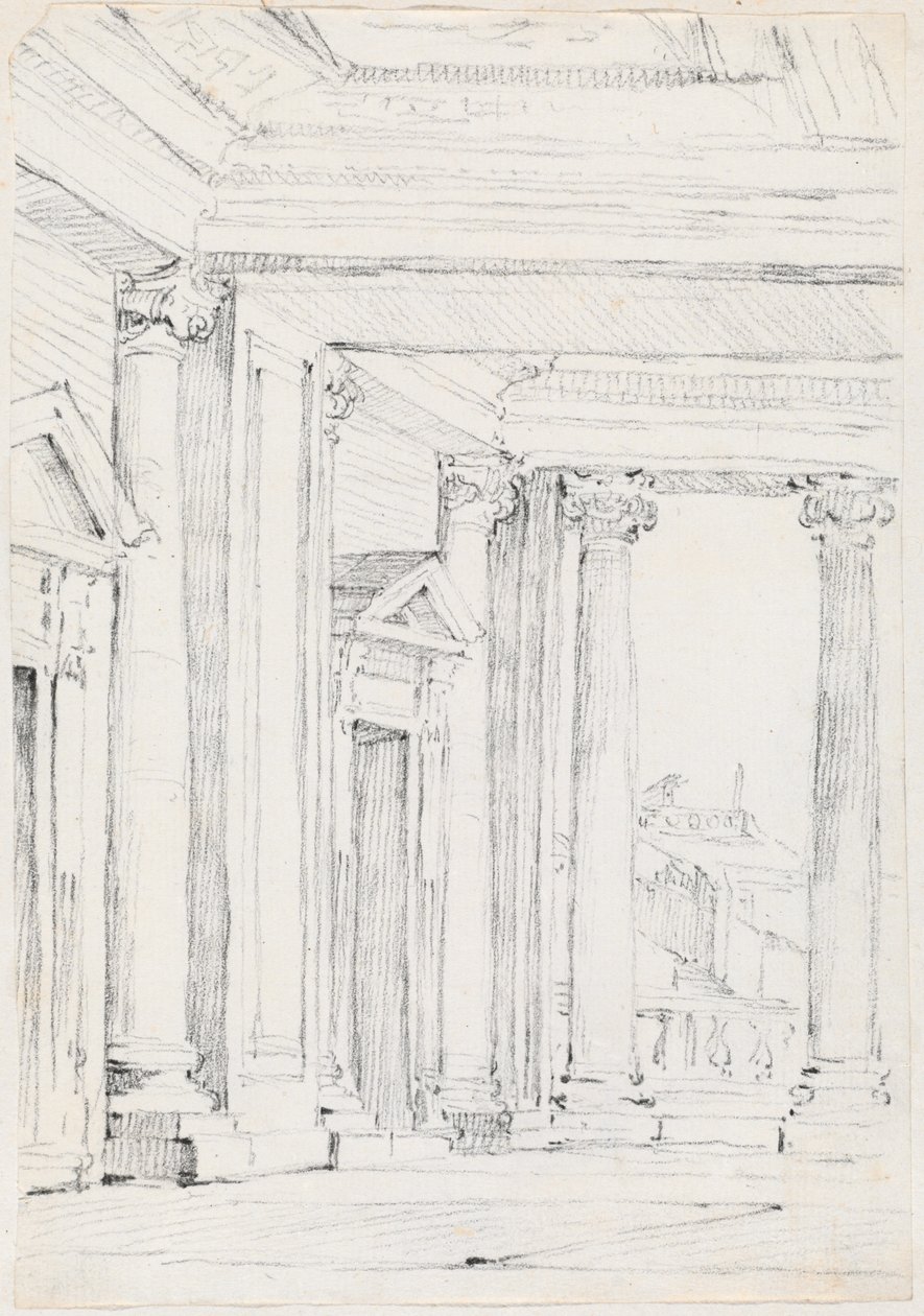 Portiek van het Palazzo Nuovo, op het Campidoglio door Joseph Marie Vien