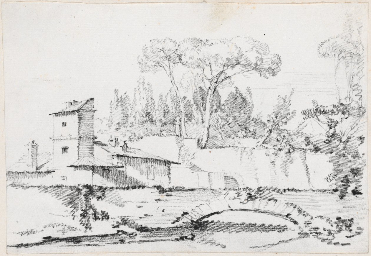 Uitzicht op de Prato van de Villa Borghese door Joseph Marie Vien