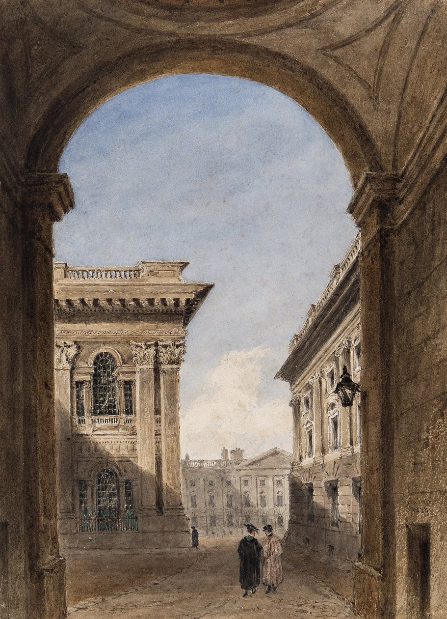Canterbury Gate en Christ Church Quad, Oxford, 1833 door Joseph Murray Ince