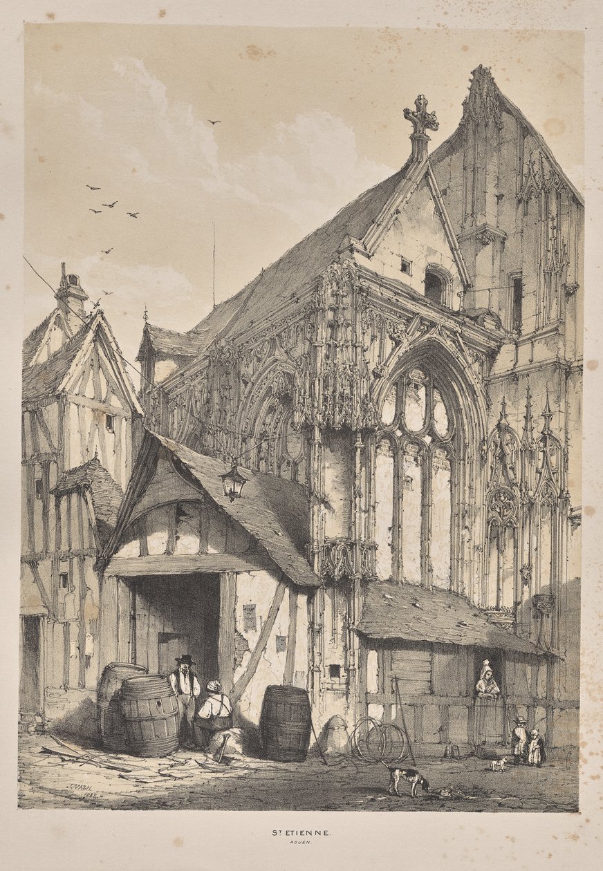 Architectuur van de Middeleeuwen: St. Etienne, Rouen door Joseph Nash