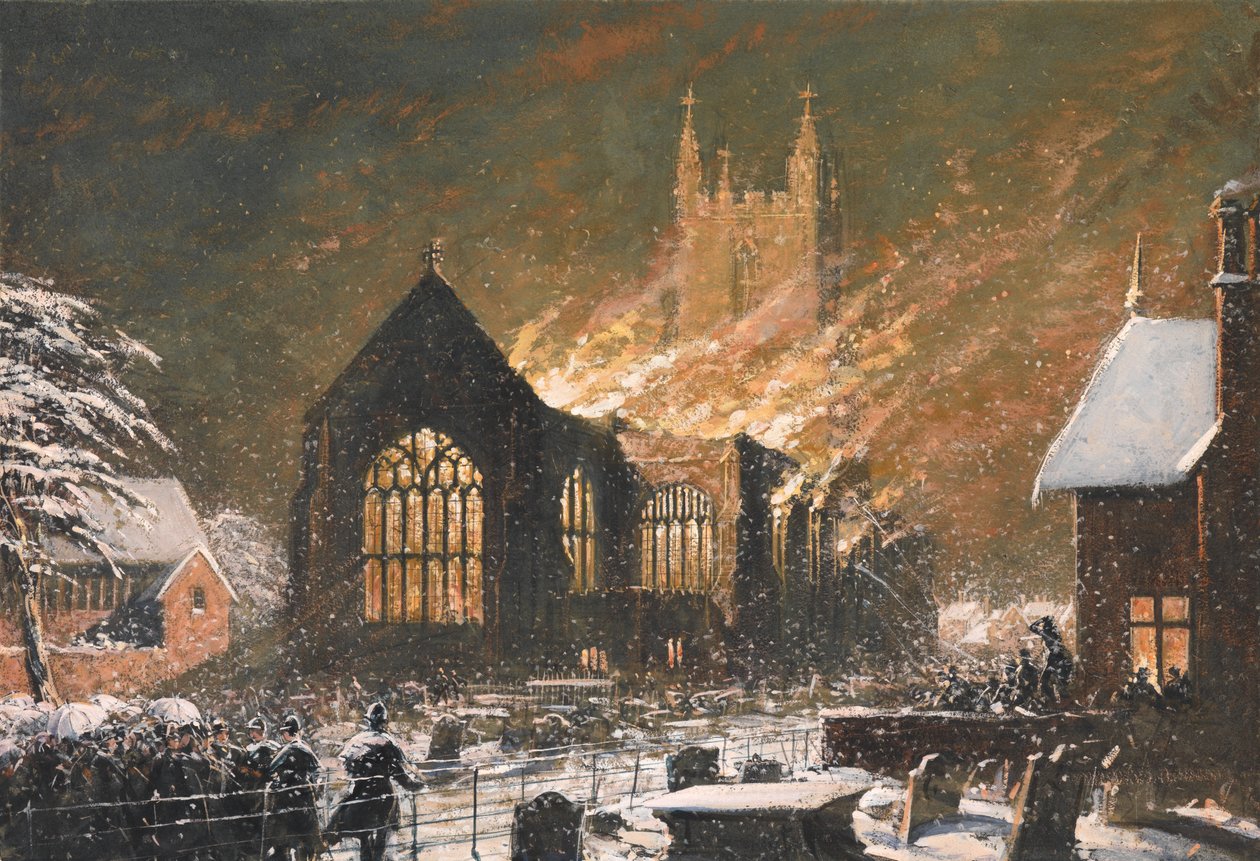 Croydon Kerk in Brand, 5 januari door Joseph Nash