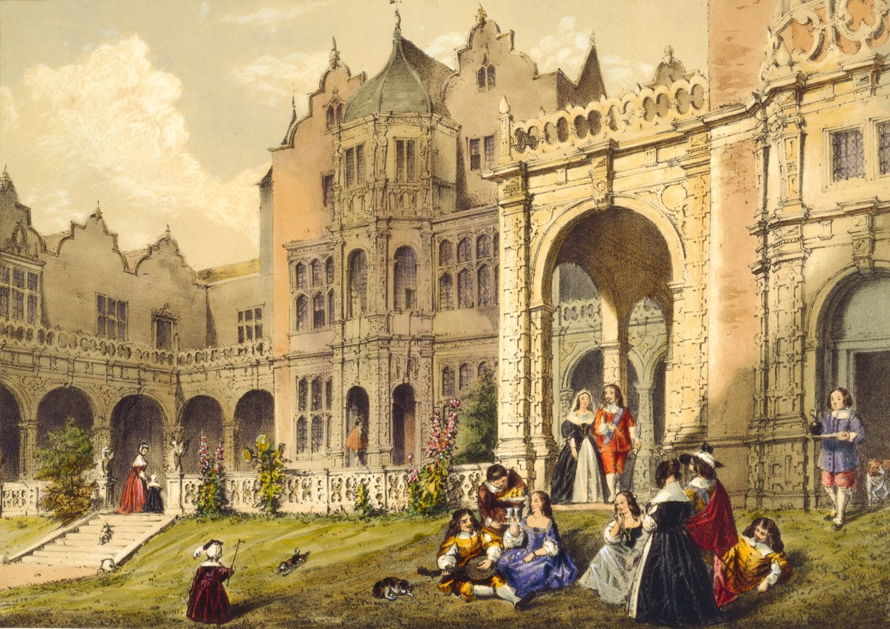 Verfrissing nemen op het terrasgras, Holland House, Kensington uit 