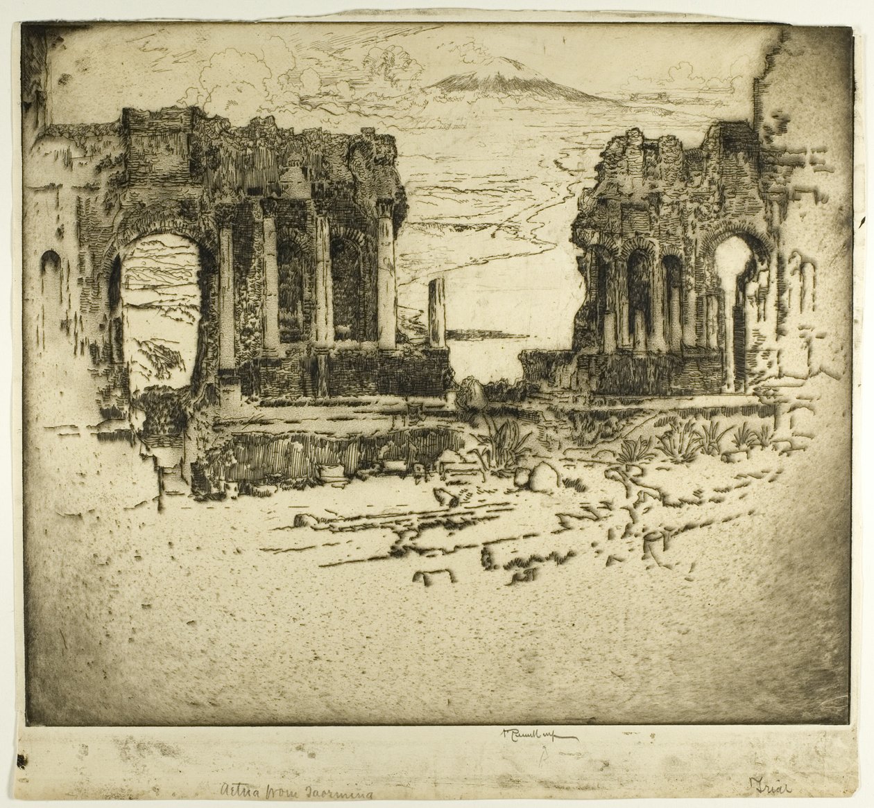 Aetna vanuit Taormina door Joseph Pennell