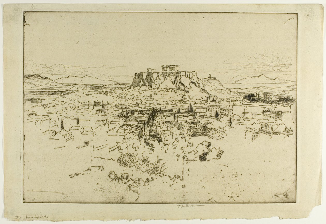 Athene vanaf de Lybacettusberg door Joseph Pennell