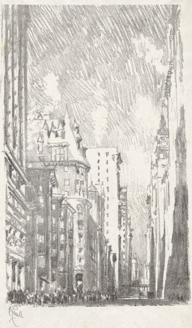 Broadway vanaf Bowling Green, #2 in Iconophile Club Collectie door Joseph Pennell