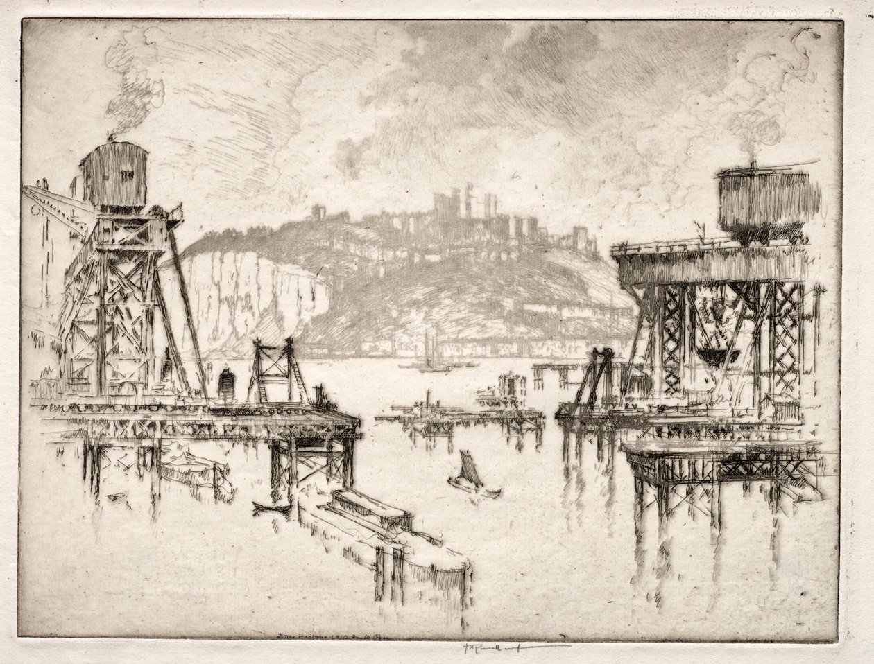 Bouw van Dover Pier door Joseph Pennell