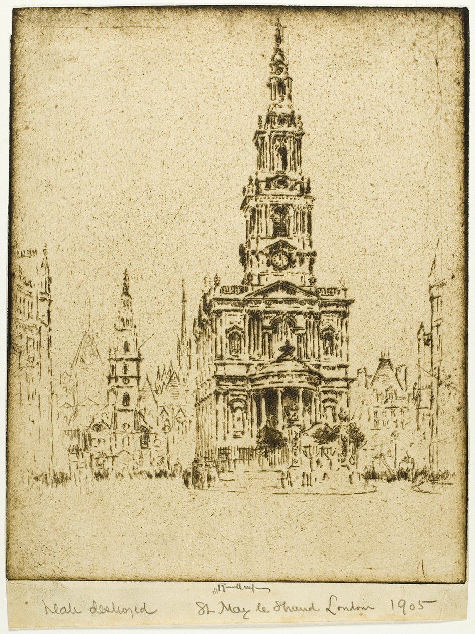 Kerk van Saint Mary-le-Strand door Joseph Pennell