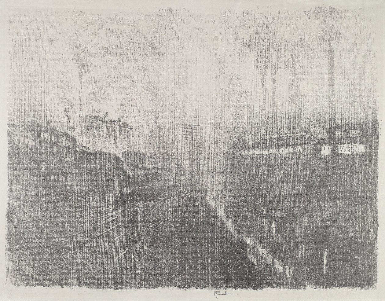 Avond in het munitieland, 1916 door Joseph Pennell