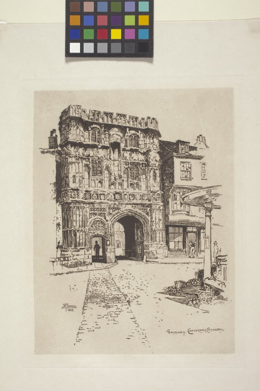 Poort, Canterbury Kathedraal door Joseph Pennell