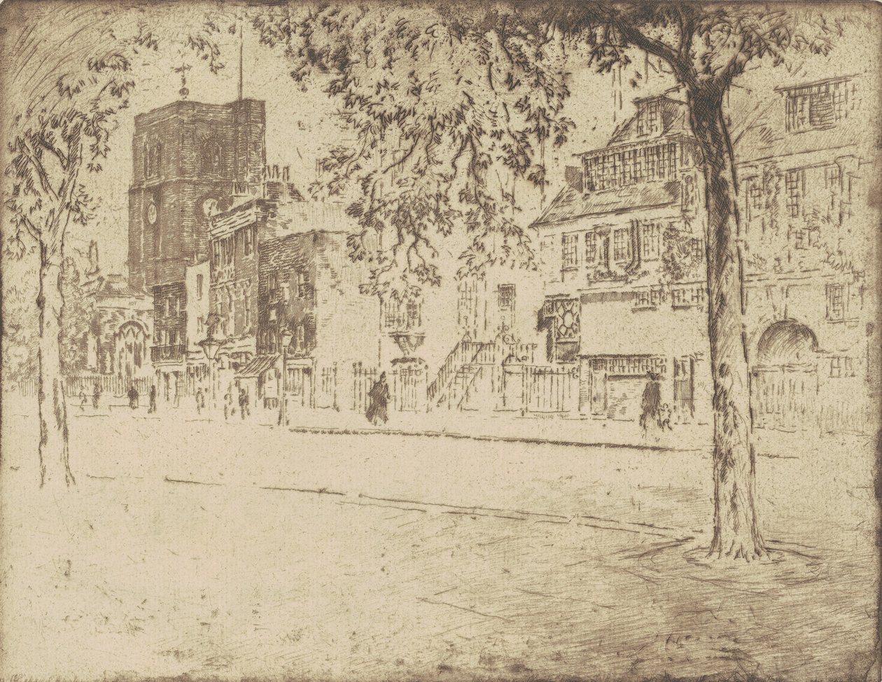 Huis Waar Whistler Stierf, 1904 door Joseph Pennell