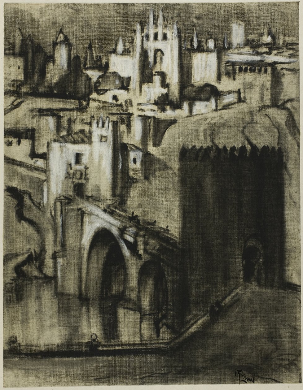 Het zijn rijstroken met paleizen rond de helling, Toledo door Joseph Pennell