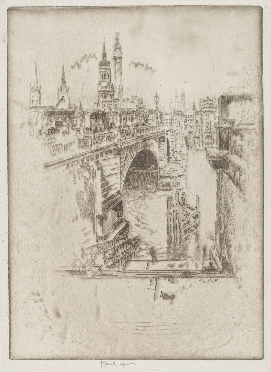 London Bridge Trappen door Joseph Pennell