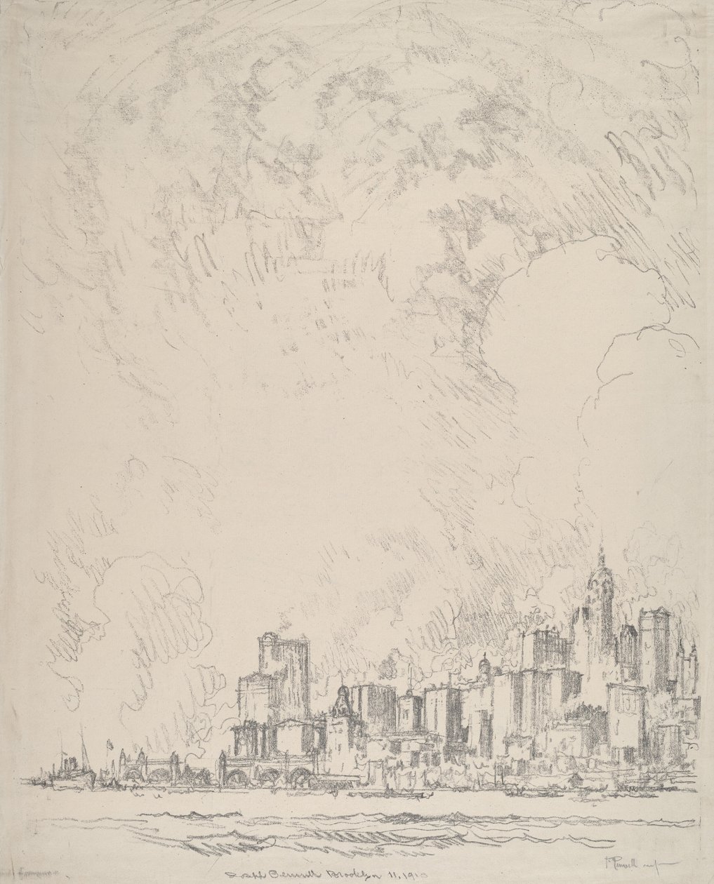 New York vanuit Brooklyn door Joseph Pennell