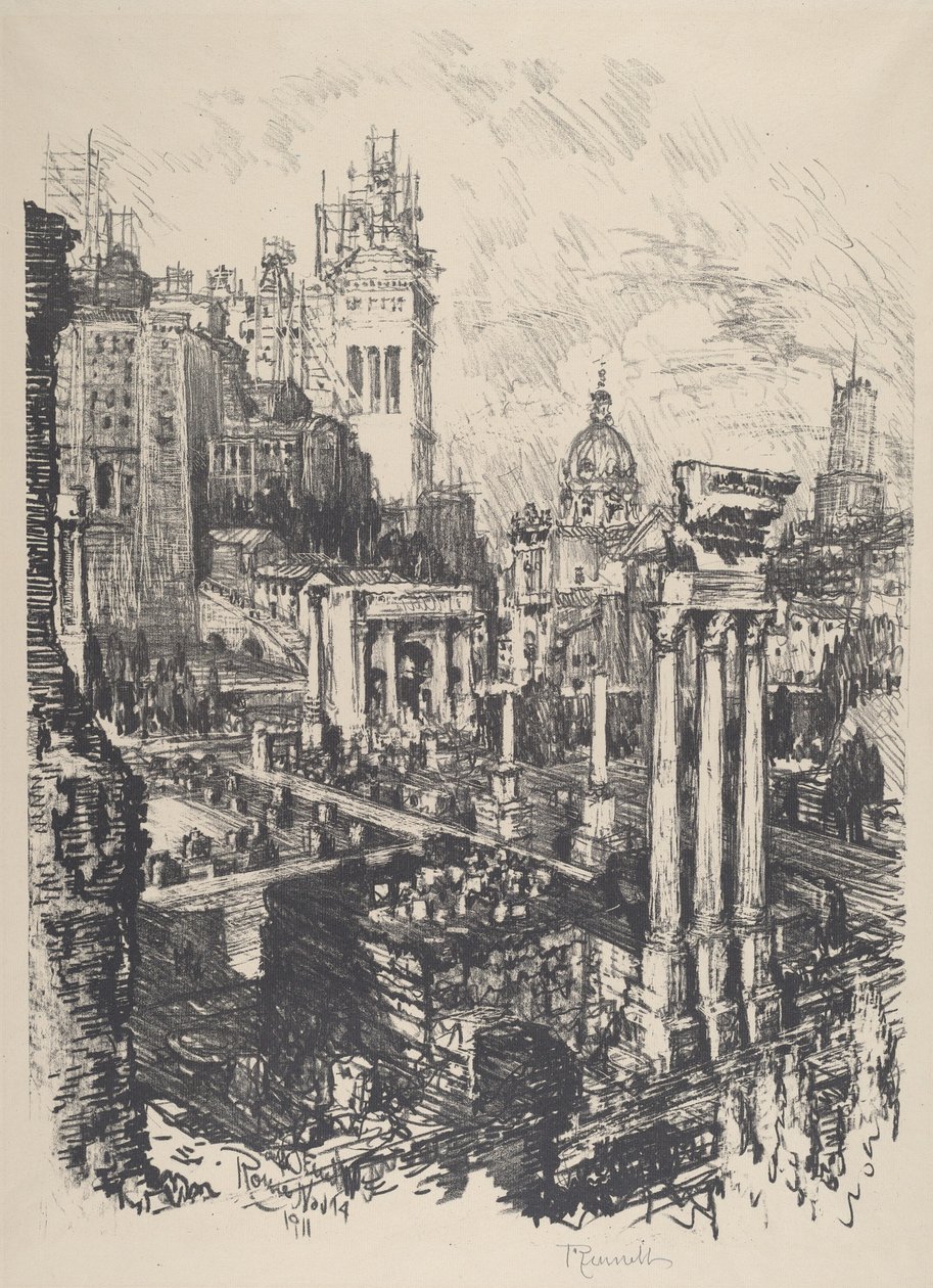 Oud en Nieuw Rome, Victor Emanuel Monument, 1911 door Joseph Pennell