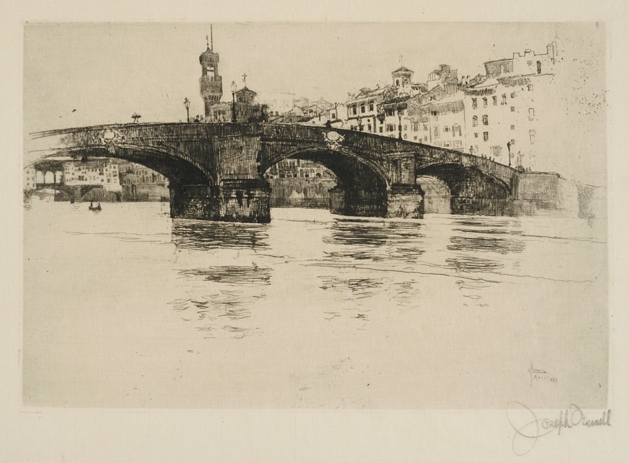 Ponte Santa Trinita, Florence door Joseph Pennell