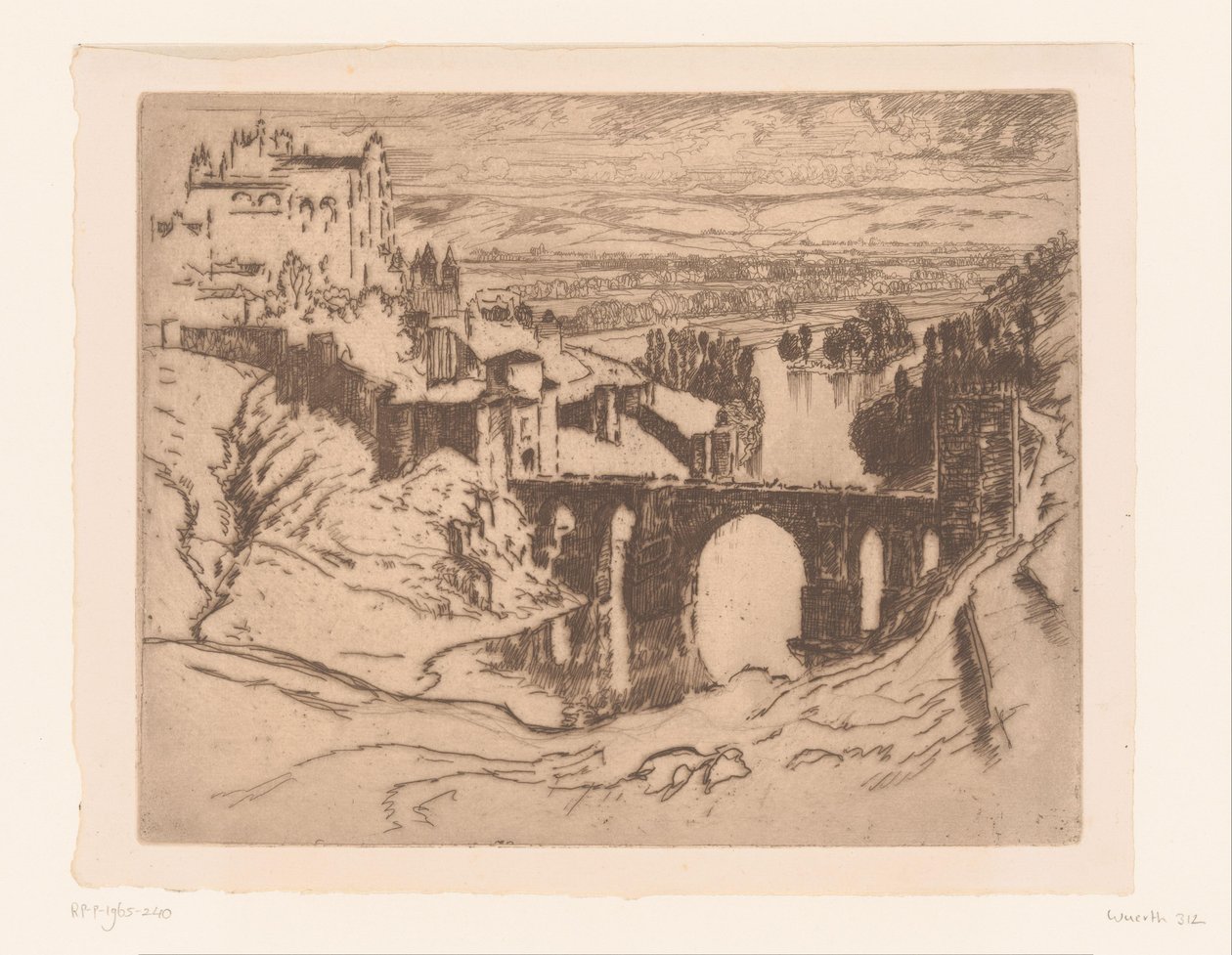 Puente de Alcántara in Toledo door Joseph Pennell