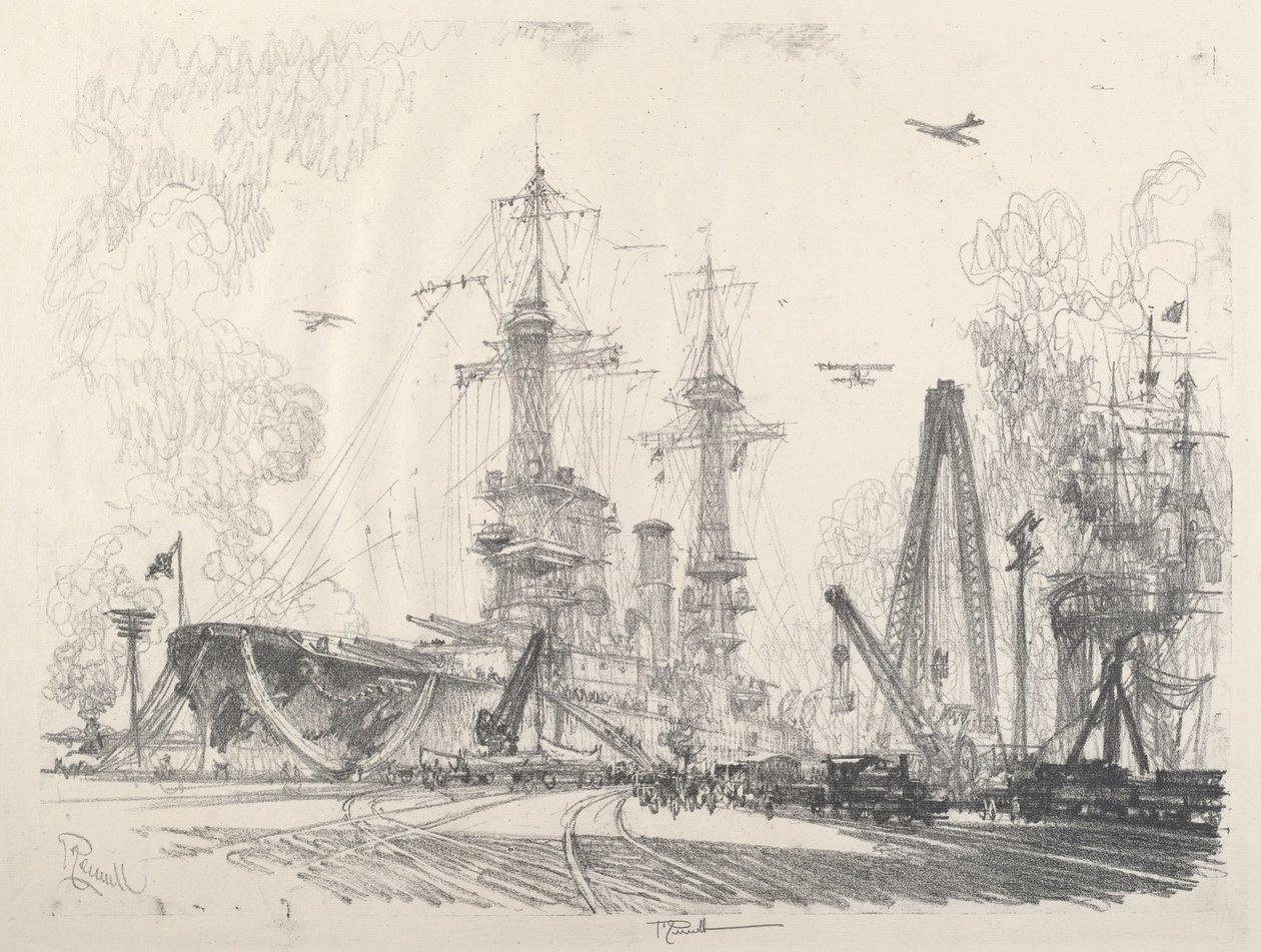 Klaar om te Starten, 1917 door Joseph Pennell