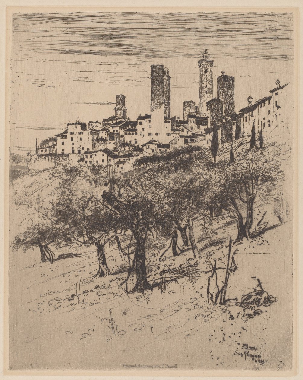 San Gimignano door Joseph Pennell