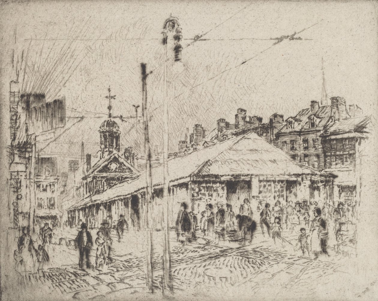 Second Street Market, Philadelphia, 1920 door Joseph Pennell