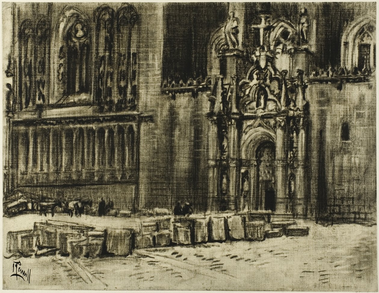 St. Juan de los Reyes, de deur en de kettingen door Joseph Pennell