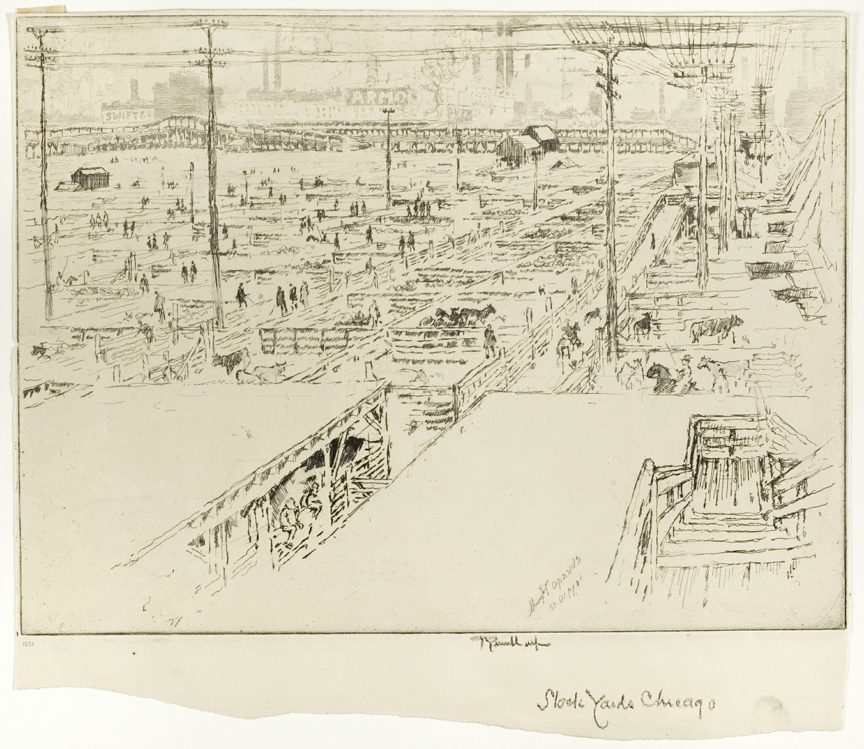 Veemarkten, Chicago door Joseph Pennell