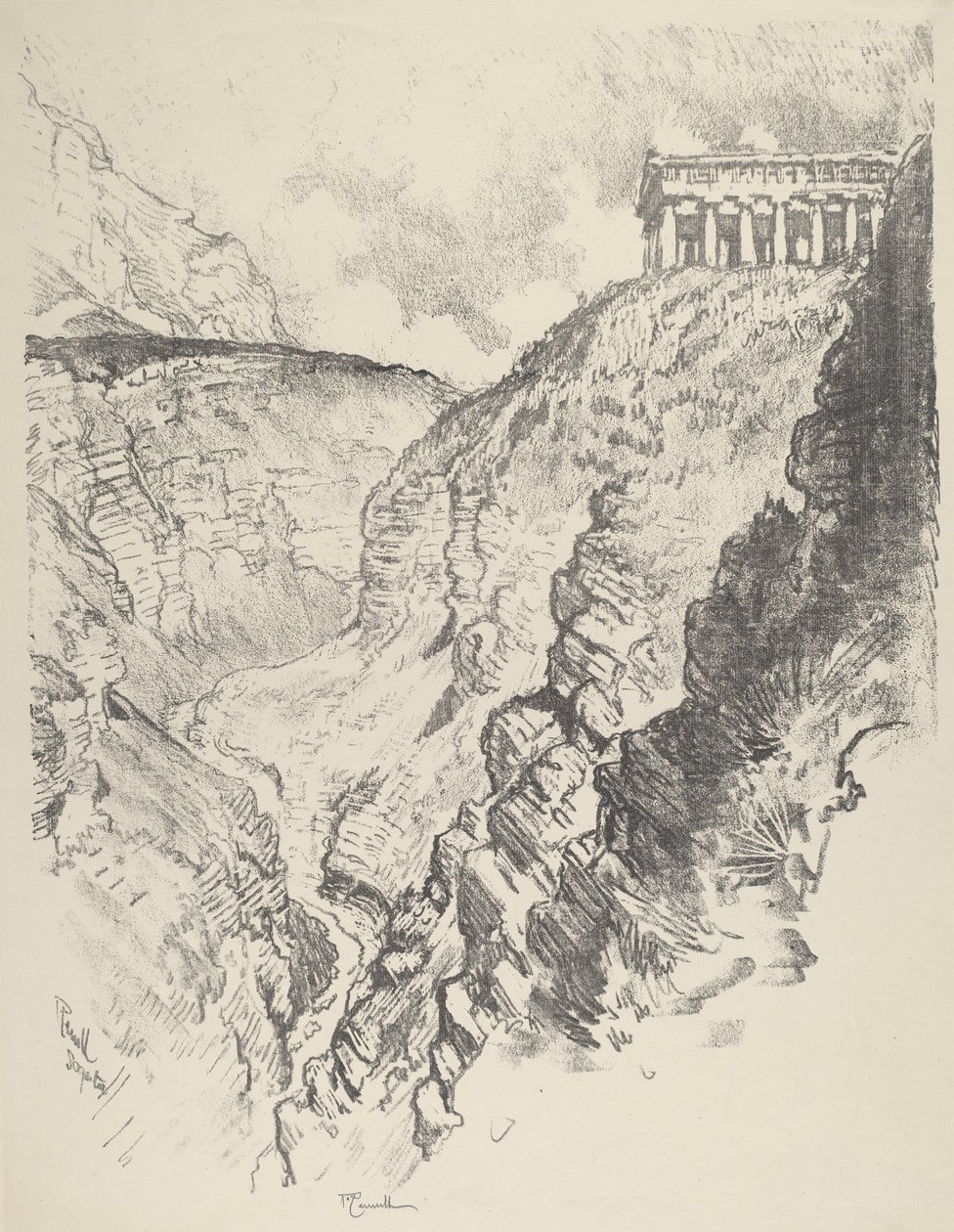 Tempel boven de Kloof, Segesta door Joseph Pennell