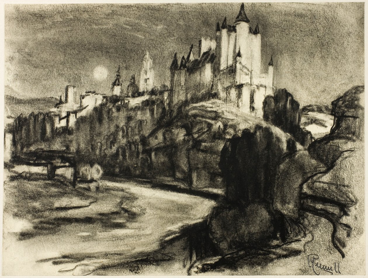 Het Alcazar, Segovia door Joseph Pennell