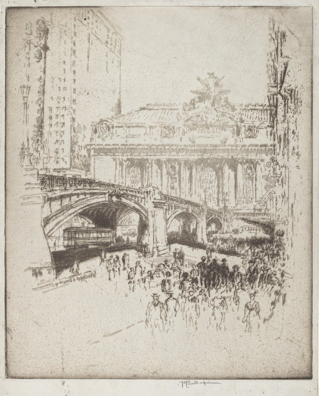 De Toegang tot Grand Central, New York door Joseph Pennell
