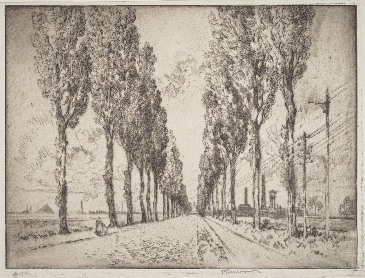 De laan, Valenciennes door Joseph Pennell