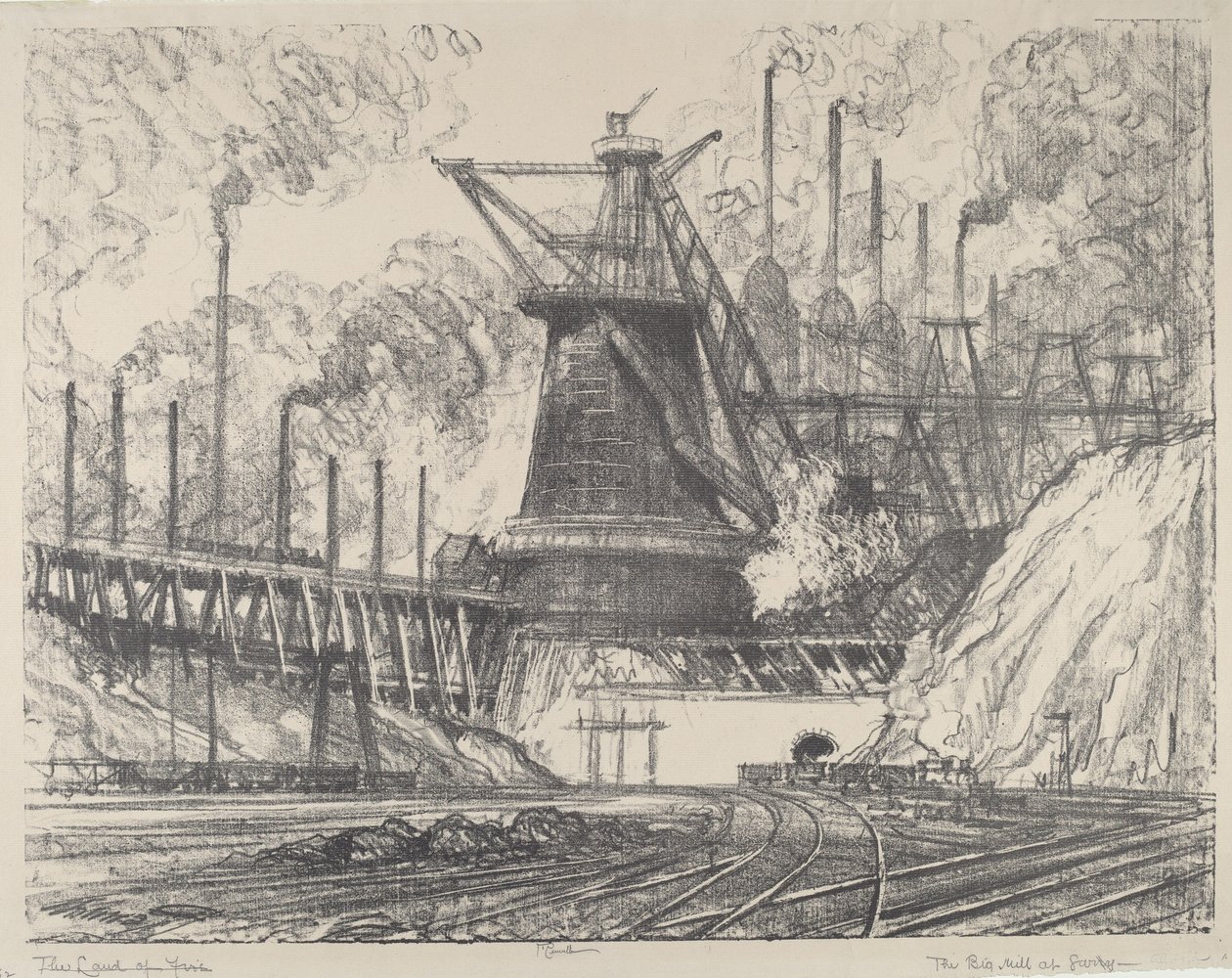 De grote staalfabriek, Gary, Indiana door Joseph Pennell