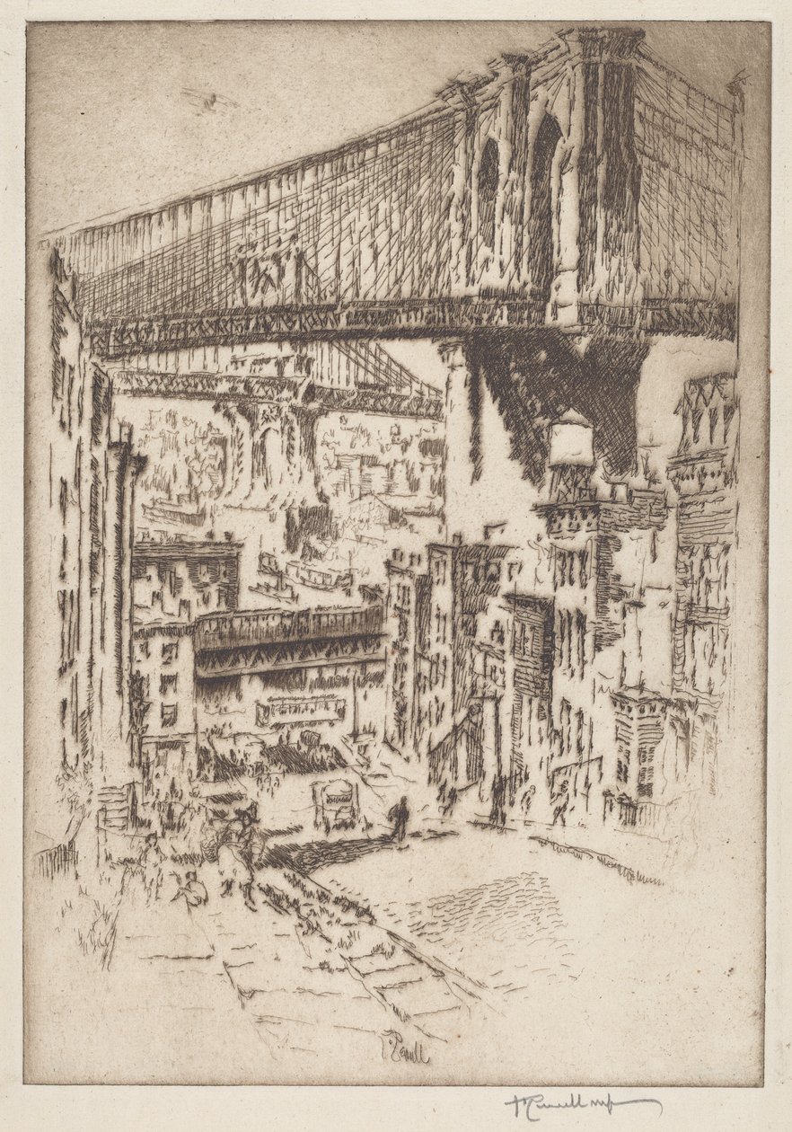De Bruggen, vanuit Brooklyn door Joseph Pennell