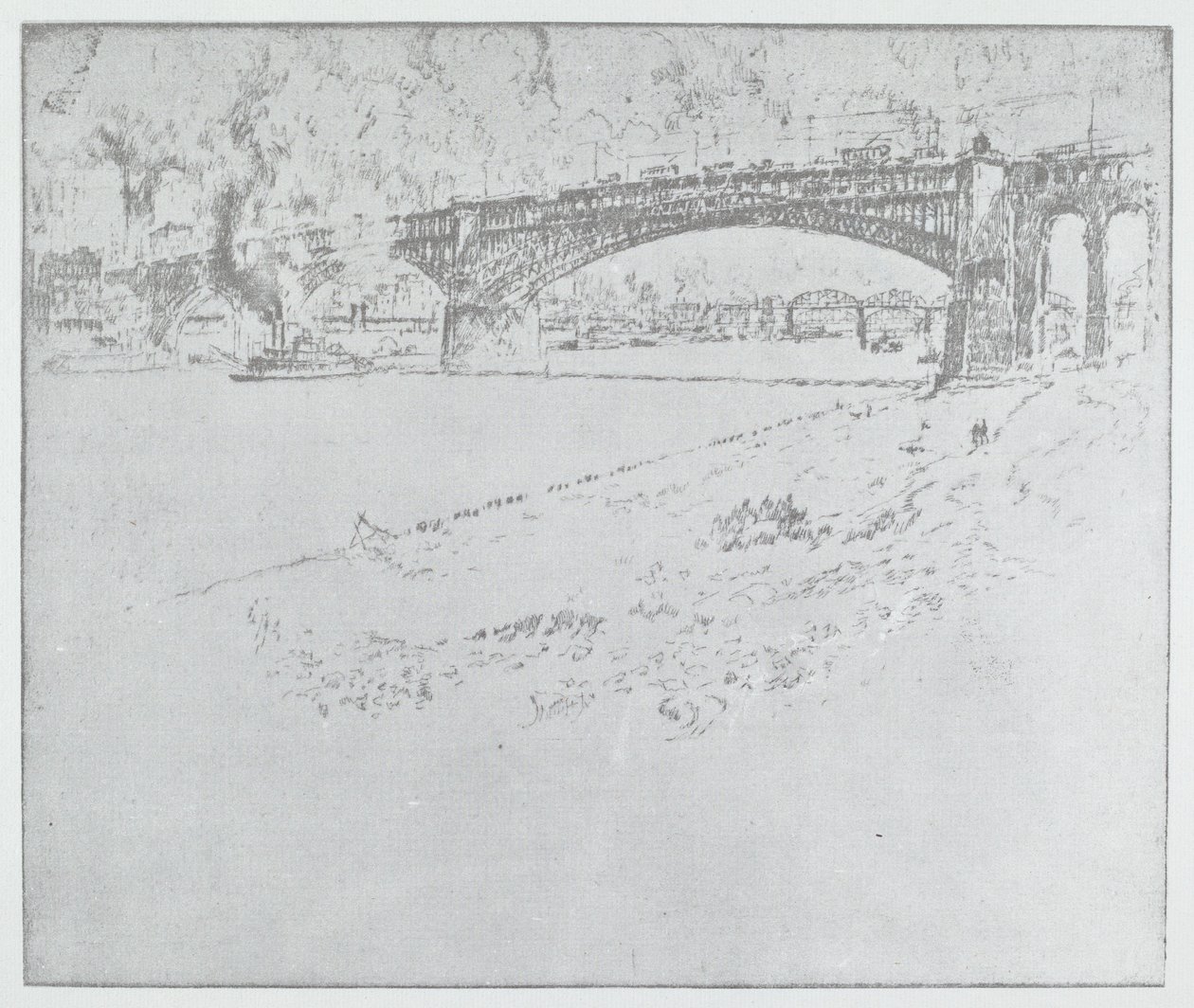 De Eads Brug, St. Louis [boven], 1919 of later door Joseph Pennell
