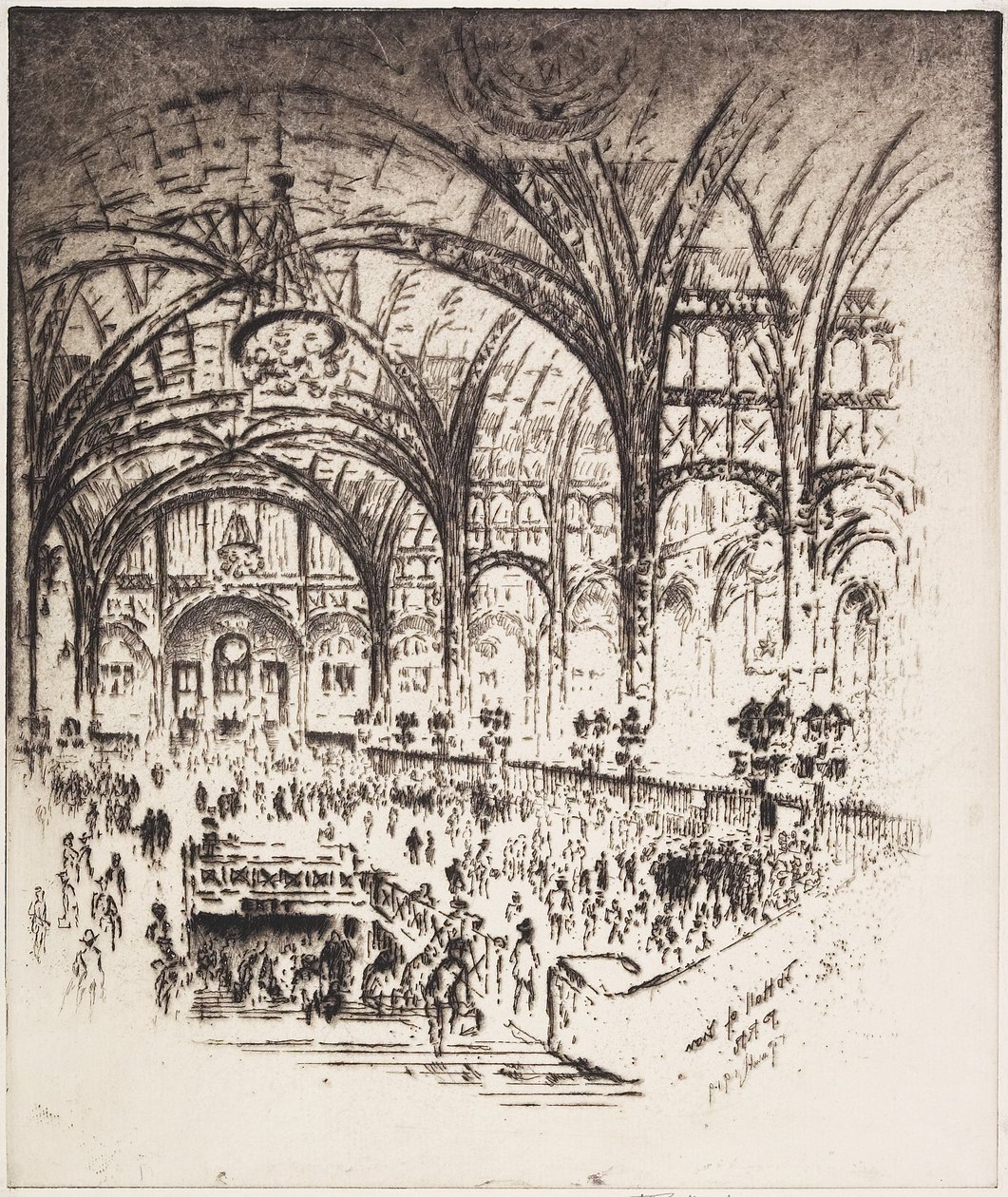 De Hal van IJzer, Pennsylvania Station, New York, 1919 door Joseph Pennell