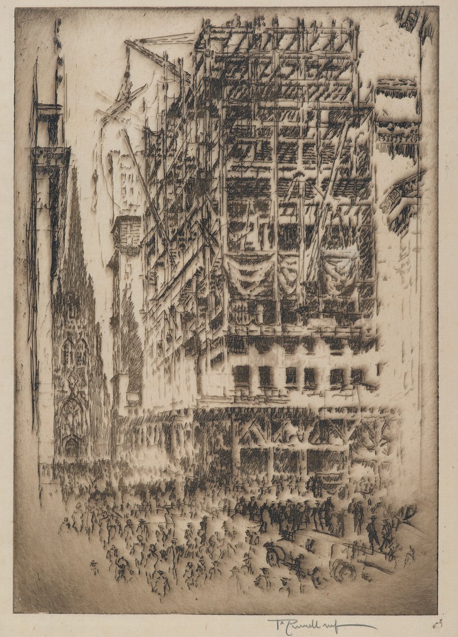 De nieuwe beurs, 1921 door Joseph Pennell