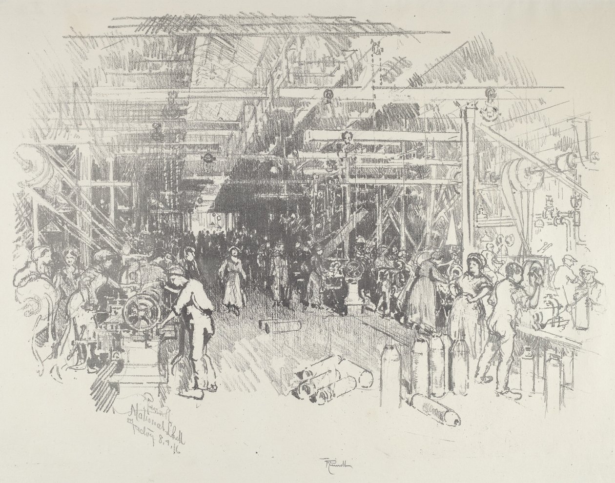De Granatenfabriek door Joseph Pennell