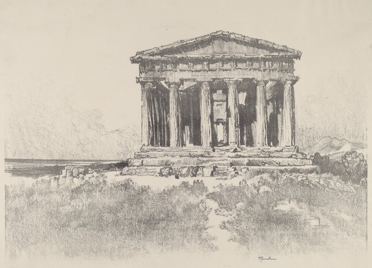 De tempel aan zee, Tempel van Concord, Girgenti door Joseph Pennell