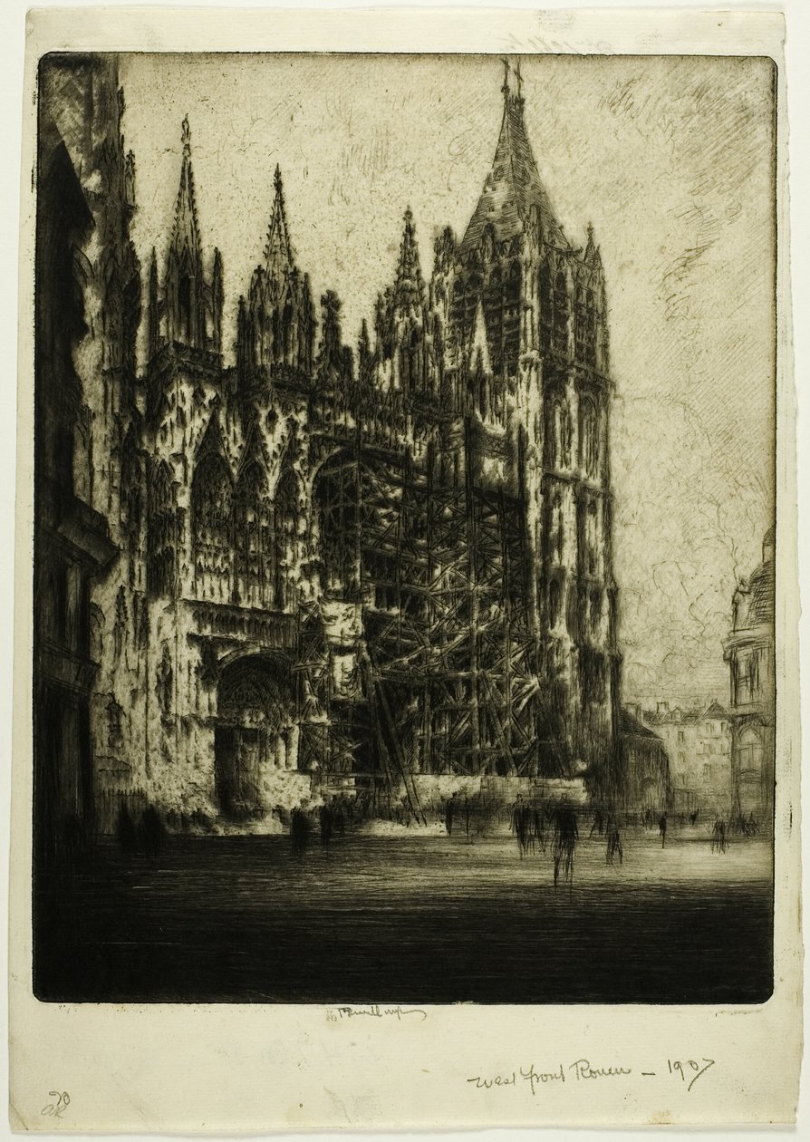 De westelijke gevel, Rouen kathedraal door Joseph Pennell