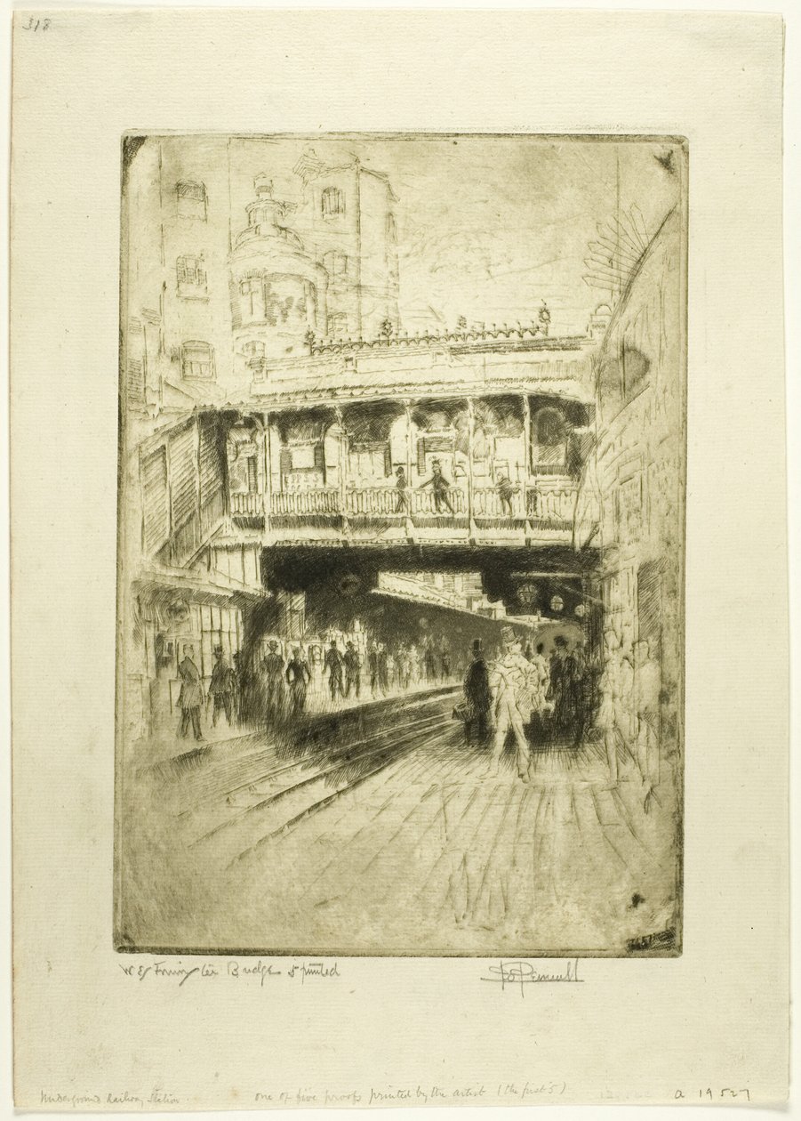 Westminster Bridge Station door Joseph Pennell