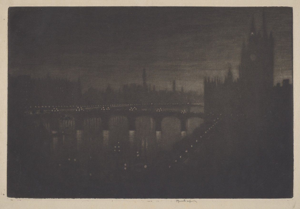 Westminster, avond door Joseph Pennell