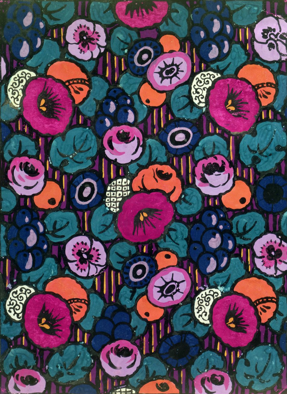 Ontwerp voor een bedrukt textiel door Joseph Percy Bilbie, ca. 1920 door Joseph Percy Bilbie