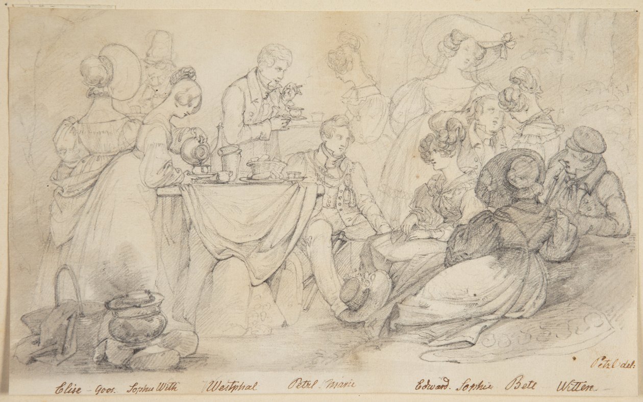 Picknick. 12 dames en heren in de open lucht door Joseph Petzl