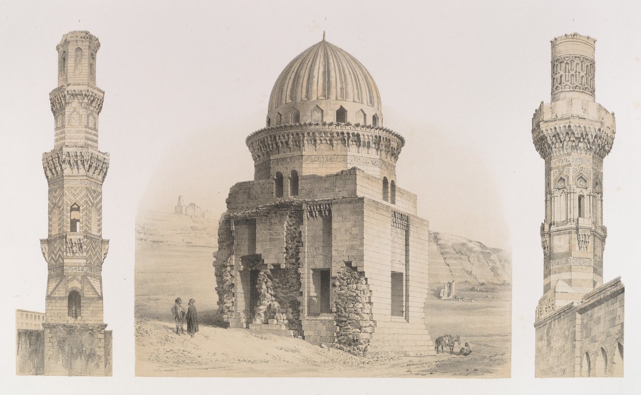 87. Tombeaux et Minarets, au Kaire, 1843 door Joseph Philibert Girault De Prangey
