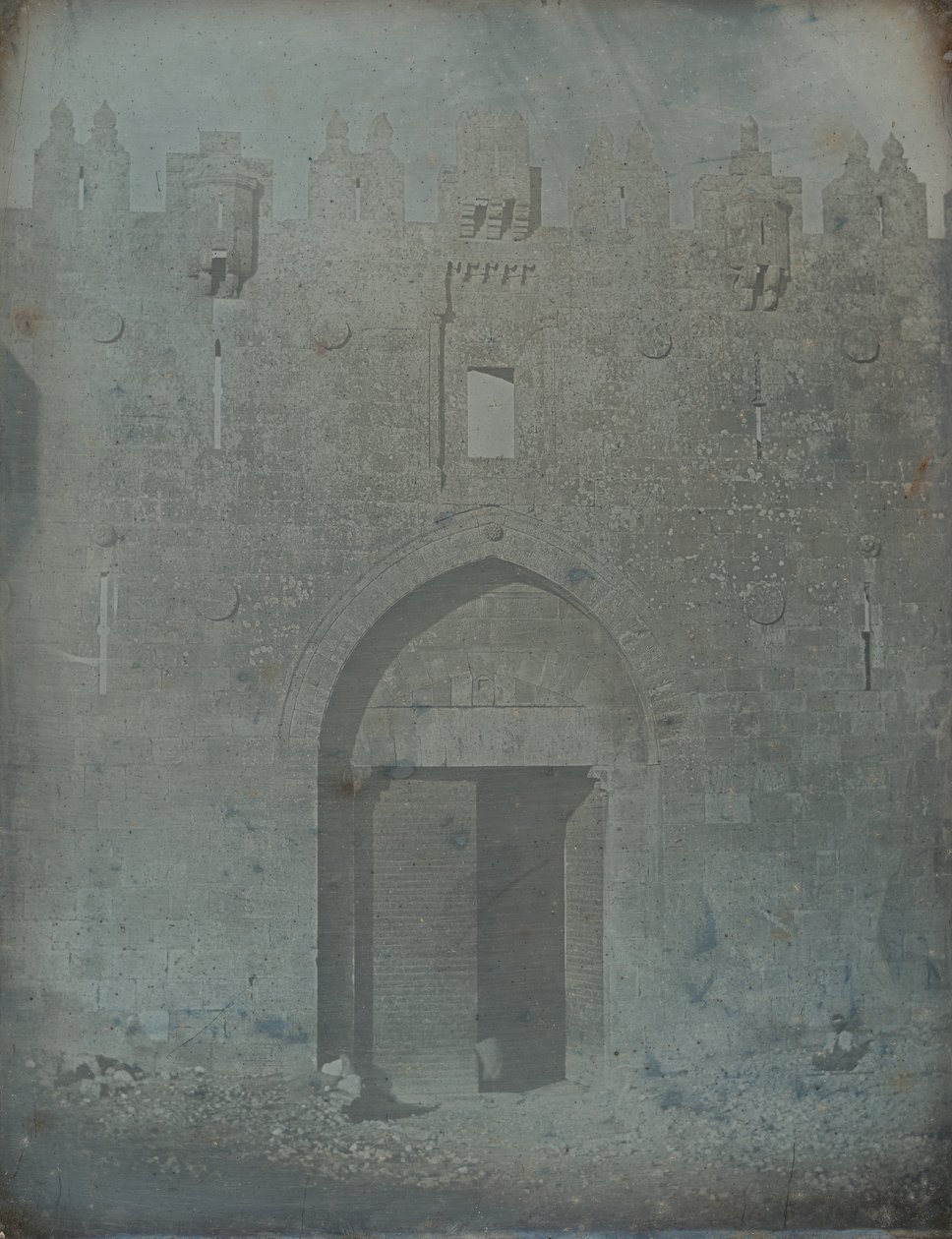 Damascuspoort, Jeruzalem, 1842-44 door Joseph Philibert Girault De Prangey