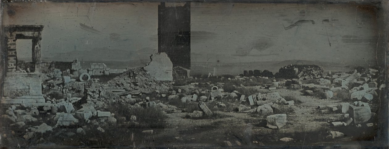 Ruïnes en Voorgrond, Akropolis, Athene, 1842 door Joseph Philibert Girault De Prangey