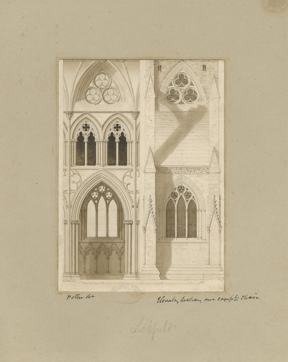 Interieur van de kathedraal van Lichfield - Schip door Joseph Potter