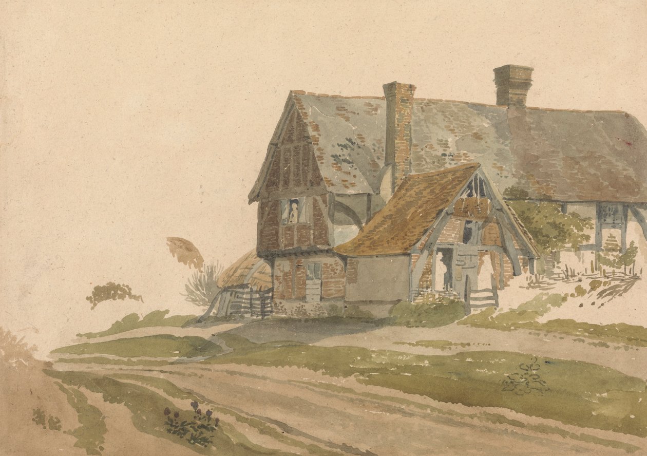 Boerderij met Figuren bij Deur en Raam door Joseph Powell