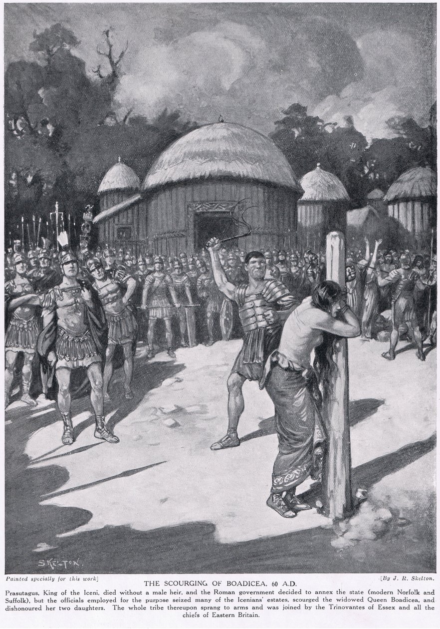 De geseling van Boadicea, illustratie uit 