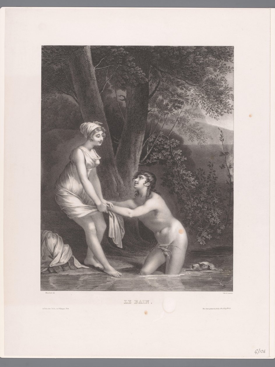 Daphnis en Chloë badend door Joseph Rose Lemercier